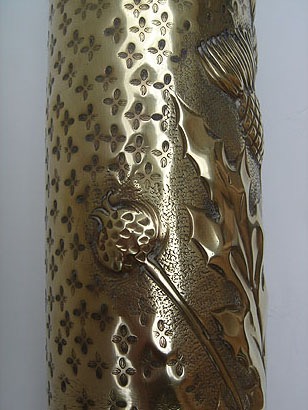 Shell Scottish Thistle- details of embossed work