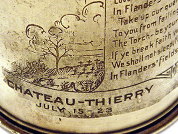 Shell IN FLANDERS' FIELDS. View of a cemetery&nbsp; at left of the poem, below: CHATEAU-THIERRY July 15-23