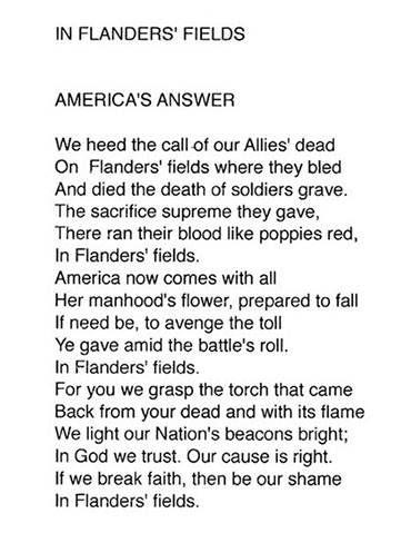 Text of American Answer , poem by Harry E. Negley in 1918