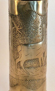 Shell with two deer&nbsp; at the edge of devastated woods