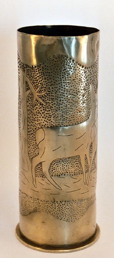 Shell with two deer&nbsp; at the edge of devastated woods