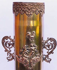 Pair of shells highly decorated with soldered mermaids, cupids, Gallic rooster, garland , and elaborated handles