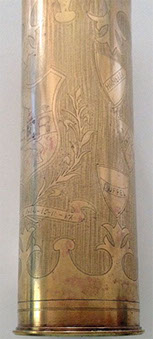 Shell Lion of Flanders. Shields engraved DUFFEL, WAVRE, ST. CATH., HOMBEEK,WEEDE, SCHIPLAEKEN, TIRLEMONT. Bunch of poppies.