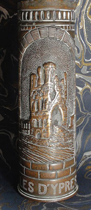 Shell marked Les Halles d'Yres 1918 showing a pile of rubble.