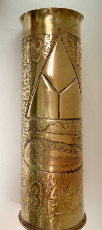 Patton's Tank brigade Insignia triangle [for Infantry, Cavalry, Artillery].18-19 a tank Renault FT and unit 344 [light tank battalion unit]