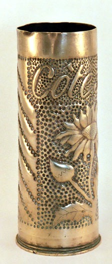 Shell Cote 304. Large daisy and dots in a herringbone pattern [Cote 304 observation post, near Mort-Homme, near Verdun]