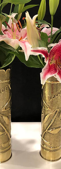 Pair of shells with scalloped tops, marked Alsace Lorraine , very shiny to brighten dark houses in rural France not yet on the grid.