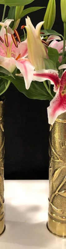 Pair of shells with scalloped tops, marked Alsace Lorraine , very shiny to brighten dark houses in rural France not yet on the grid.