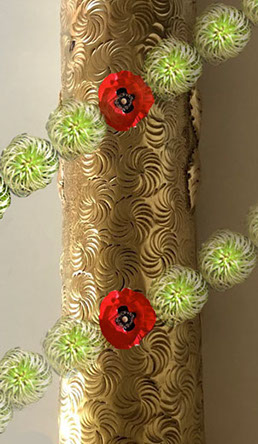 Shell embossed with Old Man's beard flowers. Real flowers garland&nbsp; added with photoshop.