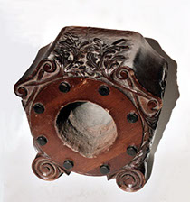 Propeller boss carved into a clockcase on the engine side, with carved ionic feet, and removable wooden fake bolts.Top carved with foliage.