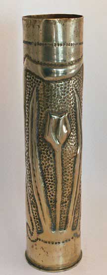 Shell with tulip in a medallion.