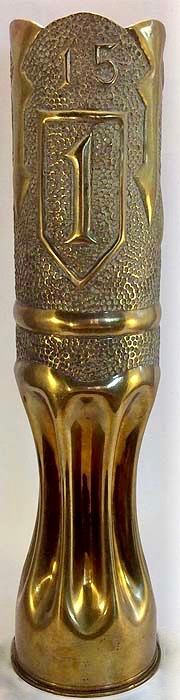 Number fifteen. Insignia One in a shield, circular band , fluted body, varnished.