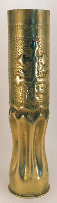 Shell Fleur-de-Lis and lobated Croix de Lorraine, with a climbing oak garland and a fluted body